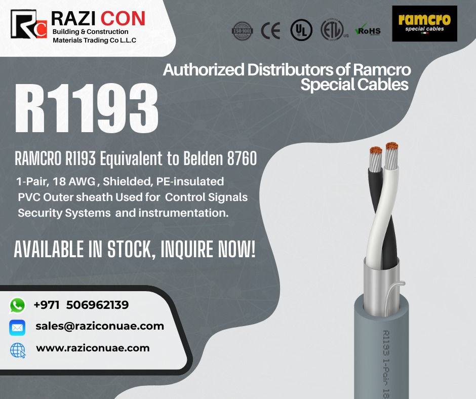 Ramcro R1193 | Belden 8760 Equivalent | 18 AWG Screened Instrumentation Cable