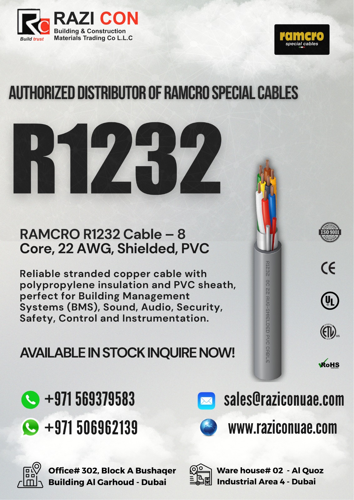Ramcro R1232 – Belden 5506FE Equivalent | 8×22 AWG Shielded Instrumentation Cable