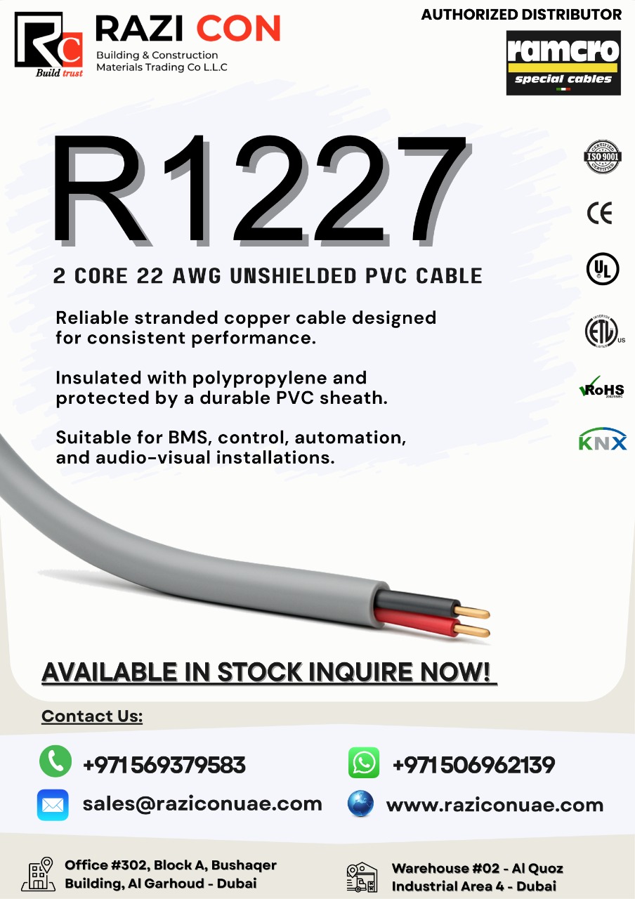 RAMCRO | 1227 Cable | 2-Core 22 AWG Unscreened Multi-Conductor | Belden 5500UE Equivalent